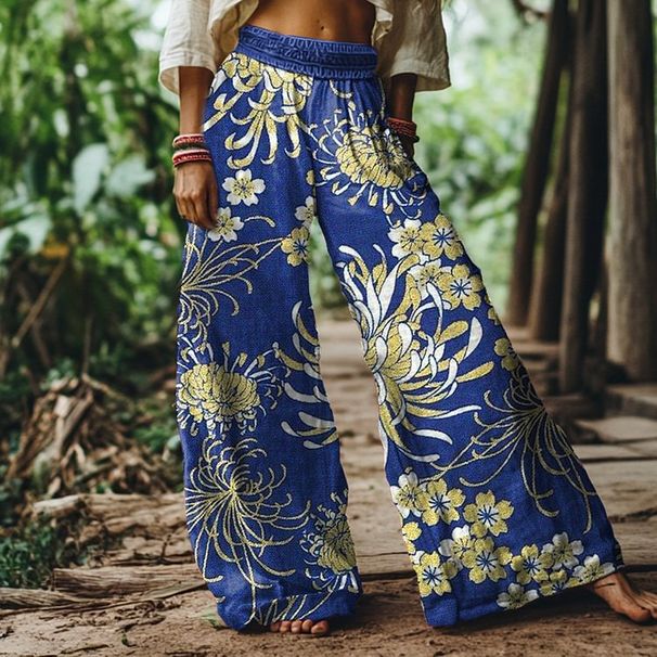 3D Printed Wide-Leg Pants For Women – Bohemian Style Loose Fit Palazzo Pants With Vibrant Patterns (M-5XL)_ecoleips.com