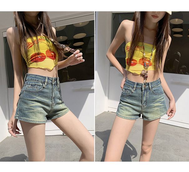 Old Low-rise Short Jeans, New Elastic Hip-wrapped Short Hot Pants_ecoleips.com