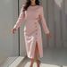 2026 Spring New Women's Clothing European And American Cross-Border Elegant Solid Color Slim Fit Slit Gown Long Dress_ecoleips.com