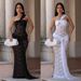Fashion Women's Sexy Lace Off-Shoulder Ribbon Bodycon Dress Elegant Casual Maxi Dress for Women_ecoleips.com
