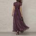 Women's V Neck Full Skirt Dress Casual Elegant Waist Cinching Ruffle American Style Spring Summer_ecoleips.com