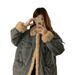 girl Girl 2025 Autumn Winter New Korean Style Retro Lazy Casual Lamb Wool Denim Jacket High-end Cotton Coat For Women_ecoleips.com