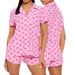 Summer Women's Home Wear Comfortable Short Sleeve Collared Button Printed Casual Modal_ecoleips.com