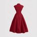 Elegant Red Midi Dress For Women, Modern Cheongsam Inspired A-Line Dress, High Waist Sleeveless Cocktail Party Dress, Valentine's Day Date Night Dress_ecoleips.com