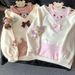 Japanese Cartoon Printing T-Shirts Y2k Aesthetic Bear Pattern Bow Kawaii Cute Tees Preppy Style Grunge Off Shoulder Casual Tops_ecoleips.com