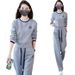 Women's European Station Casual Sportswear Suits Loose Fashion Round Neck Sweatshirt Wide Leg Trousers Two Piece Set Spring Autumn Trendy_ecoleips.com