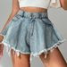 Women's Distressed Denim Shorts - High Waisted Ripped Jeans With Frayed Hem Trendy Loose Fit Summer Fashion_ecoleips.com