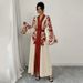 Voya Recommend! Real Time Shooting Of Women's V-neck Flared Sleeve Robe, Women's Long Cardigan, Printed Lace Up Dress, Available In Multiple Colors_ecoleips.com