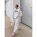 Women's Casual Lounge Set Long Sleeve Fleece-Lined Pantsuit Winter Comfortable Outfit with Pockets_ecoleips.com