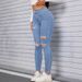 Distressed High-Waist Skinny Jeans For Women - Ripped & Frayed Detail, Stretch Denim, Sexy Streetwear (XS-XXL)_ecoleips.com
