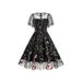 New 2025 Retro Embroidery Heavy Duty Mesh Dress round Neck Short Sleeve for Women European And American Style Cross Border_ecoleips.com