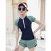 Aria Basics Women's Sports Swimsuit Tummy Control Slimming Conservative Two-Piece Professional Quick-Dry Swimwear Hot Spring_ecoleips.com
