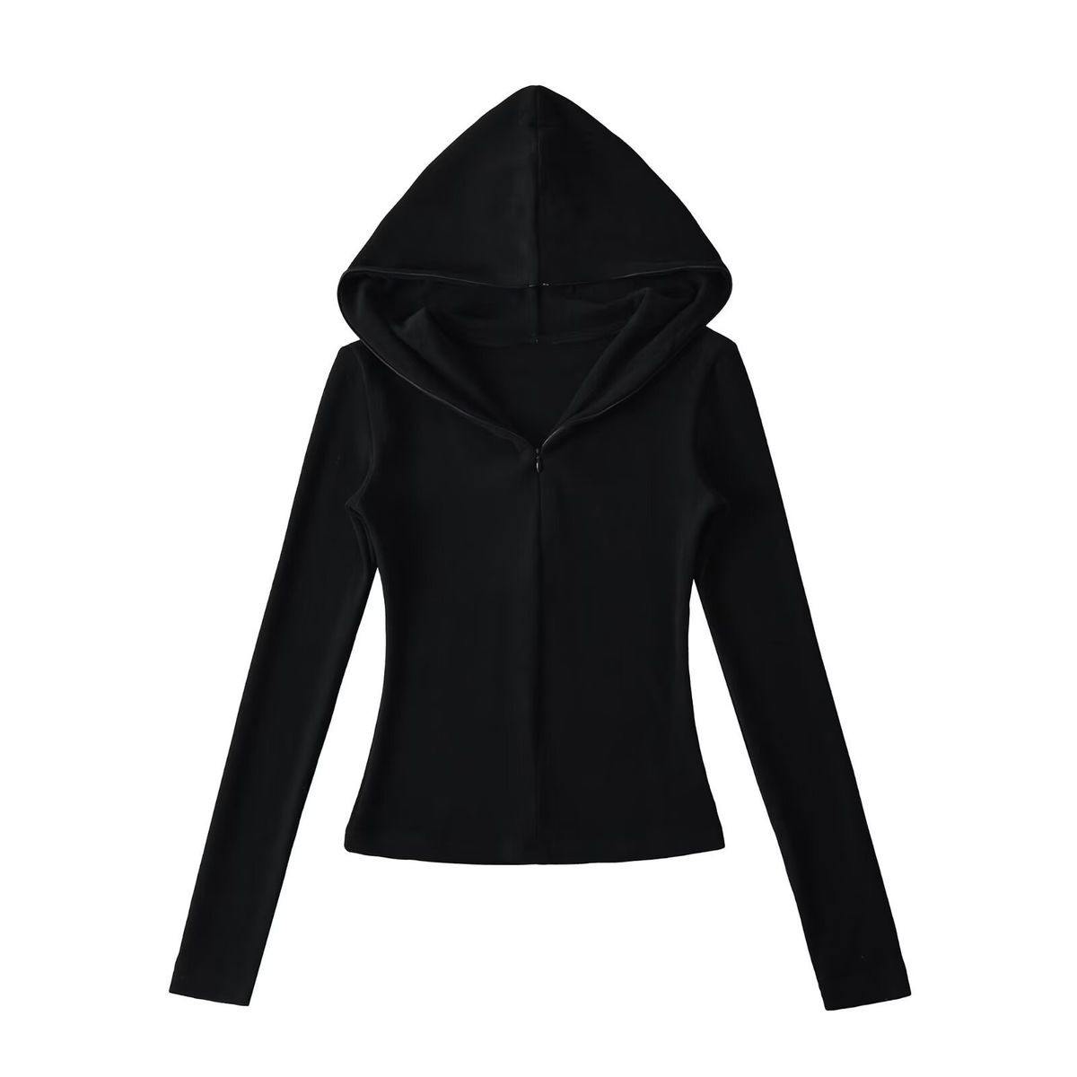 Autumn And Winter German Velvet Half-zipper Hooded Long-sleeved Sweater Female Spice Girl Slim-fitting Inner Top High Waist And Thin_ecoleips.com