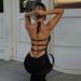 Women's Summer Fashion Long Dress Halter Neck Print Slim Fit Backless Tie Waist European American Style_ecoleips.com
