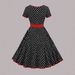 Vintage-Inspired Polka Dot Square Neck Short Sleeve Zipper Pleated Midi Dress For Women, Elegant A-Line Swing Skirt For Casual & Office Wear_ecoleips.com