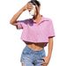 Women's Clothing Summer New Women's Striped Bow Back Casual Vacation Short Sleeved Shirt_ecoleips.com