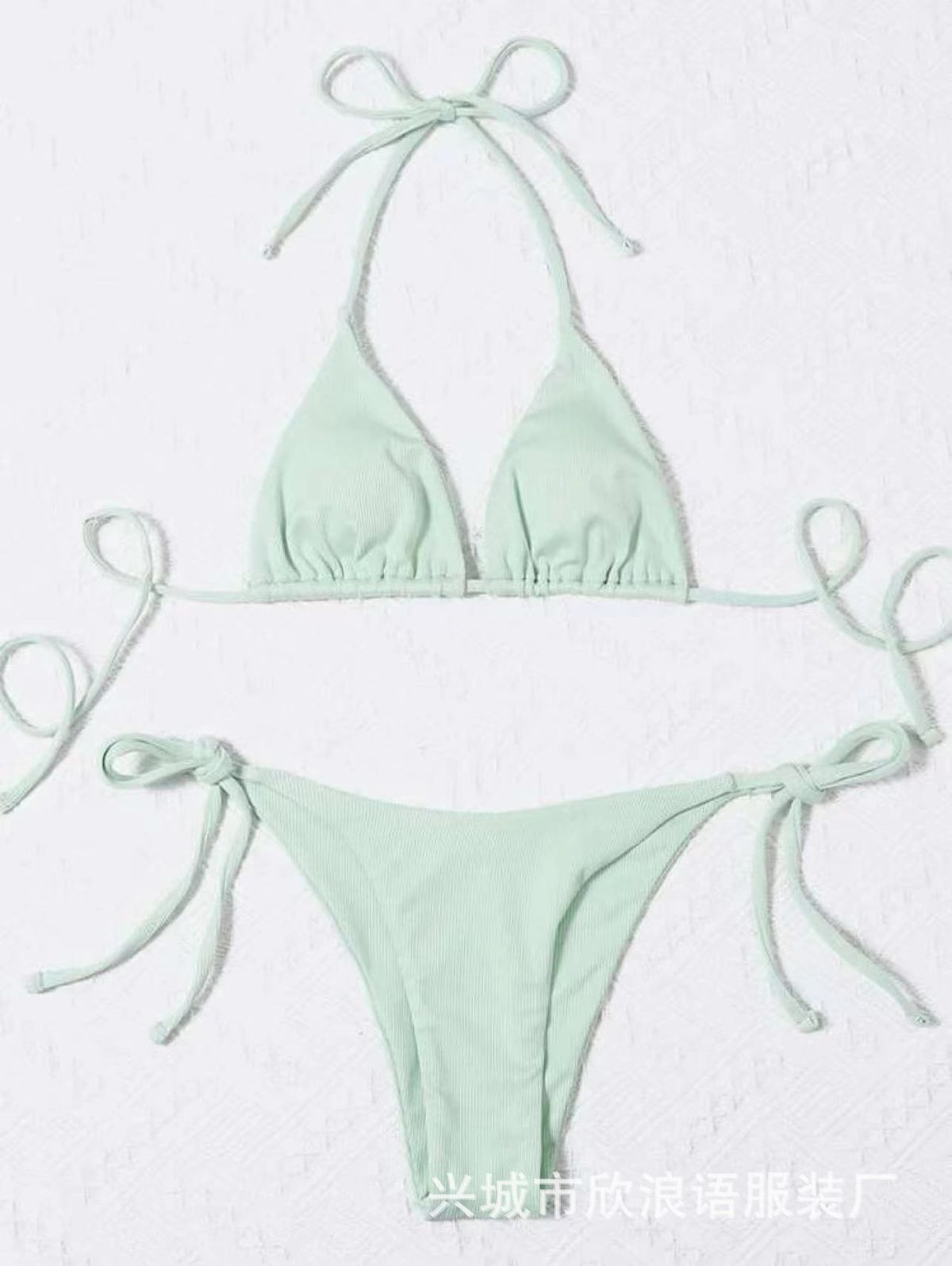 2025European and American cross border new drawstring straps hollow striped split swimsuit bikini bikini_ecoleips.com
