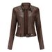 K New Leather Jacket Women's Short Jacket Stand Collar Women's Leather Jacket Thin Leather Jacket_ecoleips.com