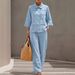 Fashionable Casual Cotton Linen Shirt Lapel Frayed Edge Women's Two Piece Set Style New_ecoleips.com