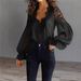 Women's Lace Patchwork Puff Sleeve Pleated Shirt European American Style Independent Website Clothing_ecoleips.com