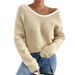 Aria Basics Aria Basics European And American Autumn Winter New For Women Cross-Border Fashion Back Bow Decoration Round Neck Pullover_ecoleips.com