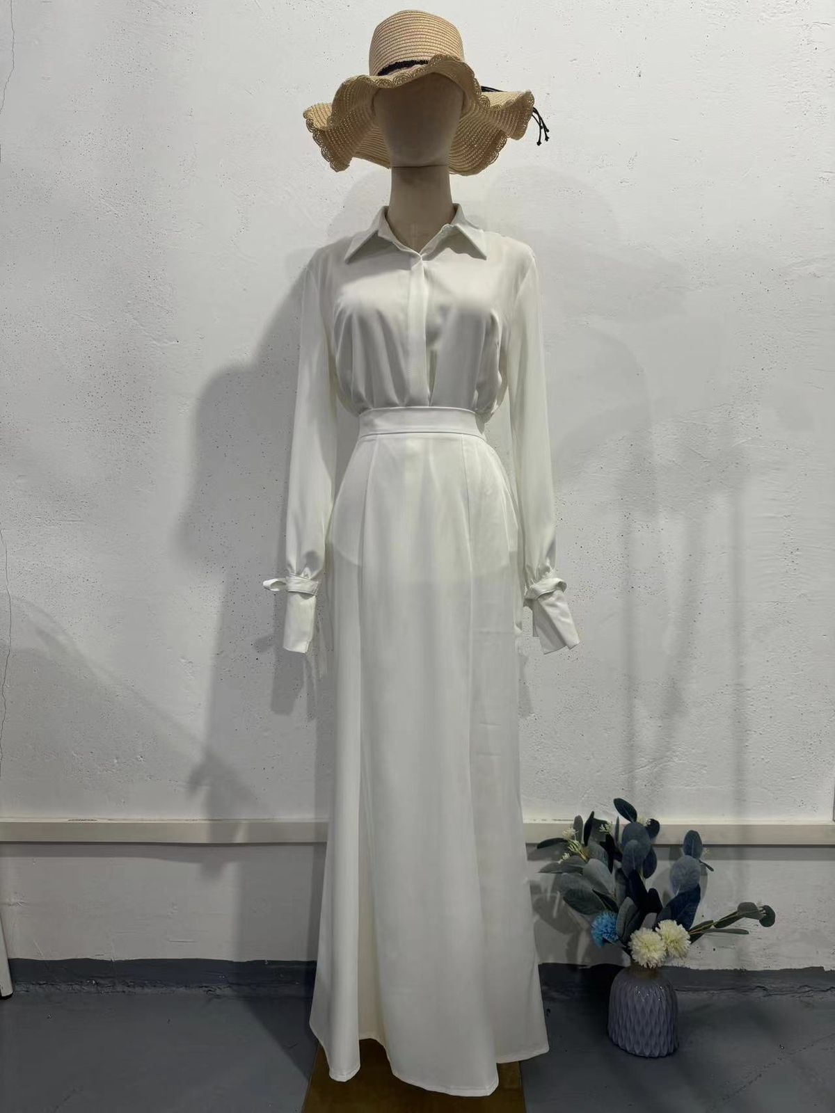 Women's Clothing Breathable Casual Elegant Professional Commuting Style Two Piece Long Skirt_ecoleips.com