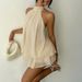 European And American Cross-border Women's Holiday Slim-fit Sexy Backless Halter-neck Tie-waist Tank Top With Puffy_ecoleips.com