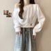 foreign Trade Real Shot: Asymmetrical Slanted Collar Off-shoulder Sweatshirt For Women, Spring Autumn,_ecoleips.com