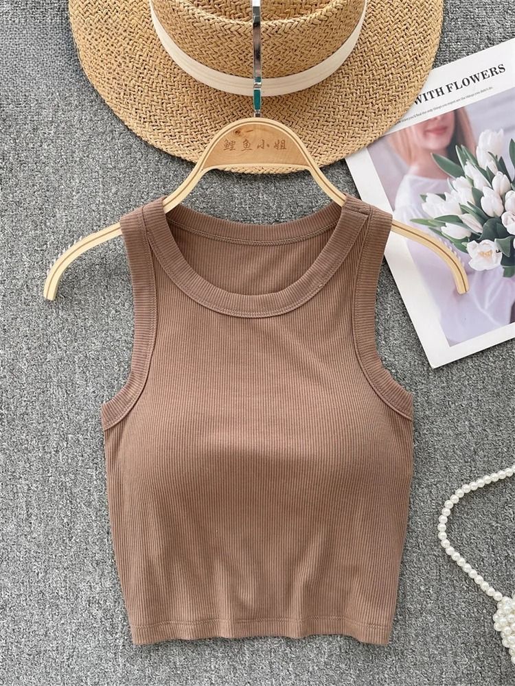 SINGREINY Sleeveless Knit Top Women Backless Korean Bra O Neck Solid Elastic Waist Ladies Elegant Fashion Casual Crop Top_ecoleips.com