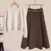 Women’s Clothing Autumn New Style Fashionable Temperament Age Reducing Knitted Top Slim Skirt Two Piece Suit_ecoleips.com