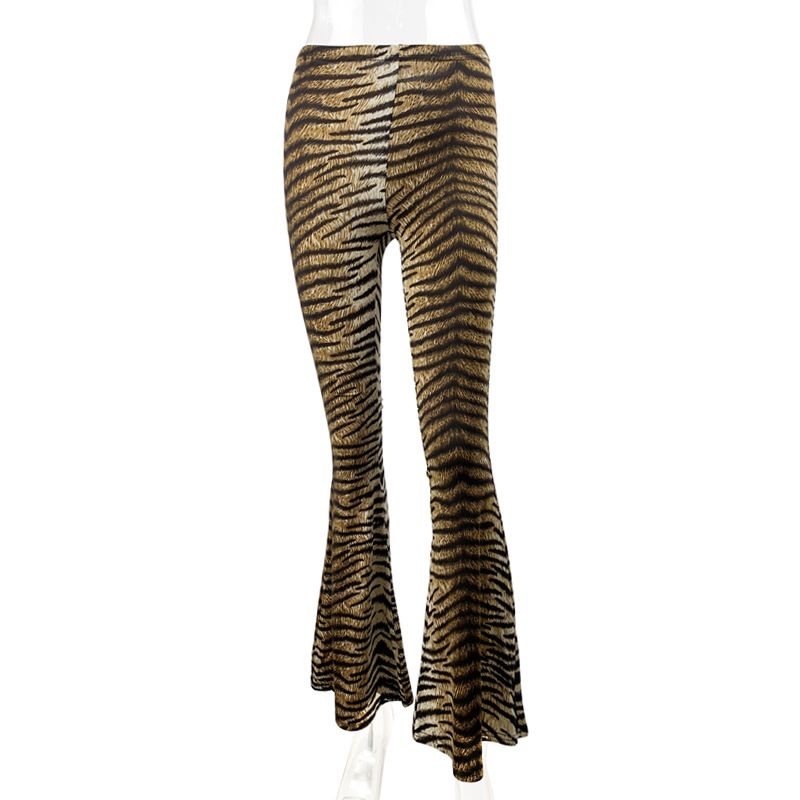 Women's Clothing High-Waisted Slim Fit Leopard Print Flare Pants Spring Trendy Casual Fashion_ecoleips.com