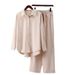 Fashion 2 Piece Set Loose Wide Leg Pants And Long Sleeved Shirt Casual Suit For Women Autumn Winter New_ecoleips.com