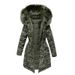 Women's Clothing Winter plus velvet thickened coat for women version loose BF large fur collar medium and long camouflage cotton coat_ecoleips.com
