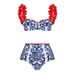 Women's One Piece Reversible Swimsuit Color Block Handmade Appliqué Bikini Set Summer Vacation Sexy_ecoleips.com