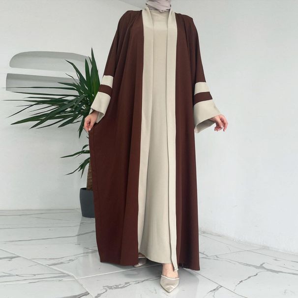 Verve Cardigan Robe Clothing Dubai Women's Muslim Long Dress Abaya Two-Piece Set_ecoleips.com