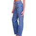 Women's Clothing Fashionable Beaded Frayed Wide Leg Jeans Denim_ecoleips.com