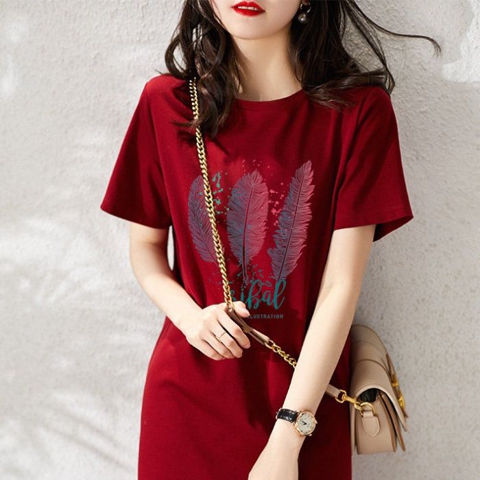 A Summer Loose And Trendy Printed Korean-style Simple And Casual Round-neck Dress For Pregnant Women_ecoleips.com
