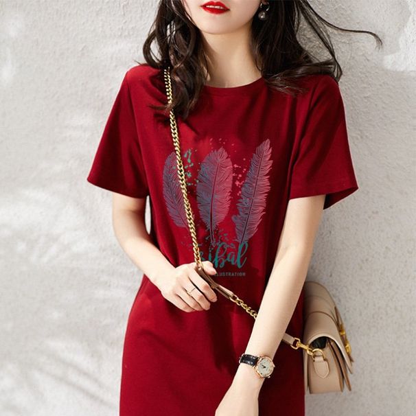 A Summer Loose And Trendy Printed Korean-style Simple And Casual Round-neck Dress For Pregnant Women_ecoleips.com