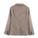 "Women's Slim Fit Plaid Blazer Jacket For Autumn - Office Commute & Casual Wear - Loose Fit Comfort - Trendy Checkered Pattern - Brown/Black/Grey"_ecoleips.com