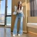 Sparkling Starry Rhinestone Flared Jeans For Women, 2026 Spring New High-Waisted Slim-Fit Bell-Bottom Pants_ecoleips.com