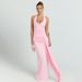 Women's Elegant Halter Neck Mini Dress European American Style Spring New Sexy Backless Fishtail Waist Ribbon Deep V Dress_ecoleips.com