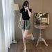 Fashion Women's Two Piece Set Summer Versatile Slimming Youthful Short Sleeved Top And Shorts Outfit For Women_ecoleips.com