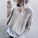 Women's Clothing Long Sleeve Pullover High Neck Cable Knit Sweater Oversized High-Neck Cable Knit Sweater – Chunky Cotton-Blend Pullover (S-XL)_ecoleips.com