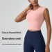 JOOMON European American Style Hollow-out Back Tank Top For Women With Chest Pads, Long Style, High-end Sports And_ecoleips.com