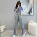 New European Style Women's Sports Casual Set Summer Fashion Wide Leg Pants Two Piece Outfit Hot Selling_ecoleips.com