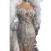 Women’s Clothing Show Bright Crystal Sequins Elegant Fishnet Dress Off Shoulder Wedding Dress_ecoleips.com