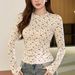2025 #Superior Selection # Thin Fleece Suede T-S Women's Floral 2025 Autumn/Winter New Long Sleeve Top Temperament Base_ecoleips.com