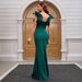 Elegant Satin Evening Gown With Flutter Sleeves Stunning Emerald Green & Wine Red Formal Dress For Galas & Parties ( Slim Fit With Waist Draping)_ecoleips.com
