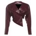 Women's Burgundy Faux Leather Cropped Jacket, Long Sleeve Asymmetric Hem Zip Up Outerwear, Slim Fit Streetwear Coat For Daily Casual Night Out, Stylis_ecoleips.com