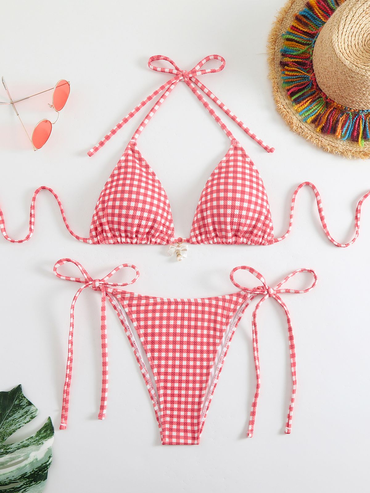 Women's Clothing Sexy Two Piece Vacation Women's Printed Tie Bikini Suit_ecoleips.com